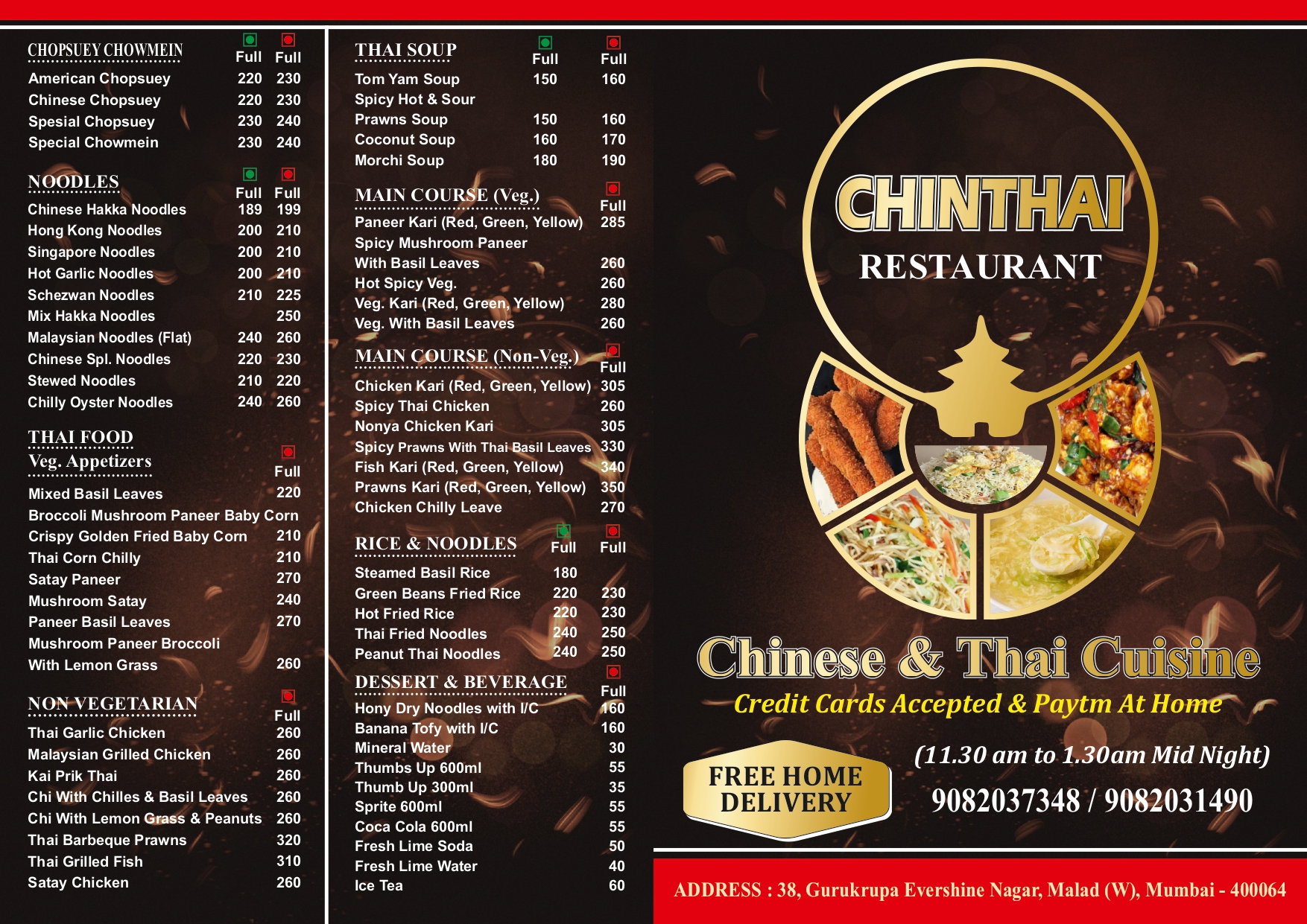 Malad Menu Page 1